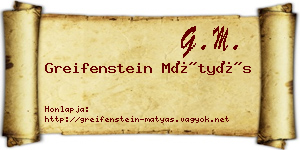 Greifenstein Mátyás névjegykártya
